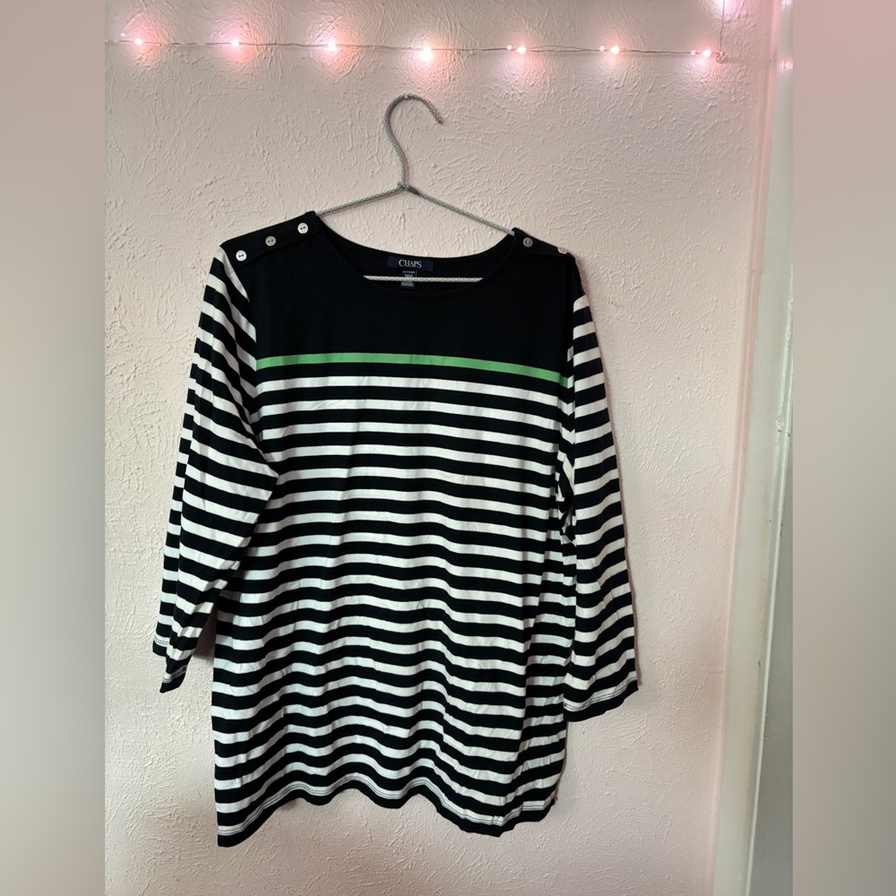 Chaps Black Top with Green Detail
